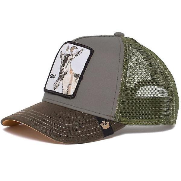 Loppuunmyynti Eläinlippis Auringonsuoja Mesh Kirjailtu Trucker Hattu Hanki Harmaa Goat Grey