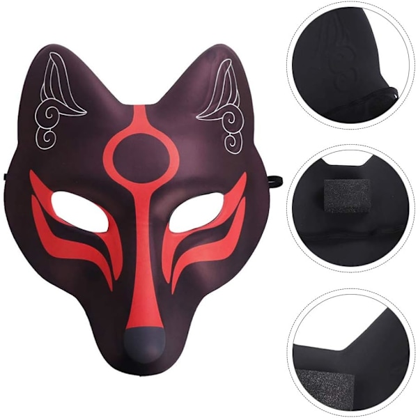 Fox Japansk Kabuki Kitsune Masker for Menn Kvinner Barn