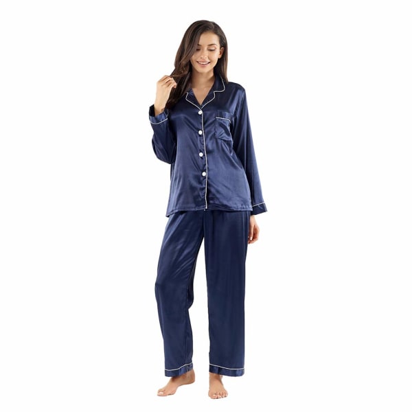 Dam Pyjamas Set Kvinnors Silke Satin Pyjamas Set pJ Set Lång