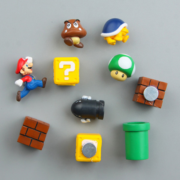 Klassisk 3D Super Mario Køleskabs Stærk Magnet Sticker 10pcs B