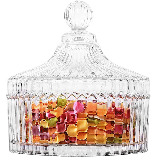 Glas slikkrukke med låg krystal med låg sukkerskål lille