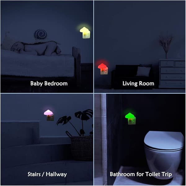 Soppsensor LED nattlys plug-in 7 fargeskiftende magisk sopplampe-FA-
