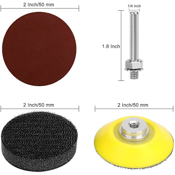 200 st sliprondeller, 50 mm kardborre-sandpapper med