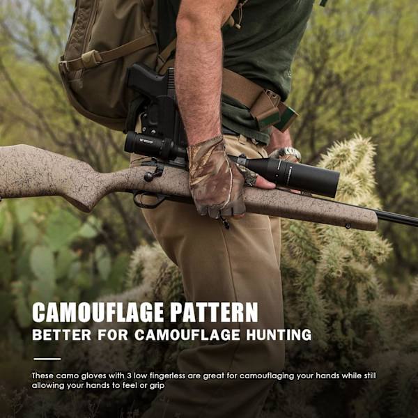 1 Par Fiskehandsker (Tilfældigt Mønster Camouflage), Skridsikker Camouflage Jagthandsker, Handsker til Fiske, Jagt, Camping U