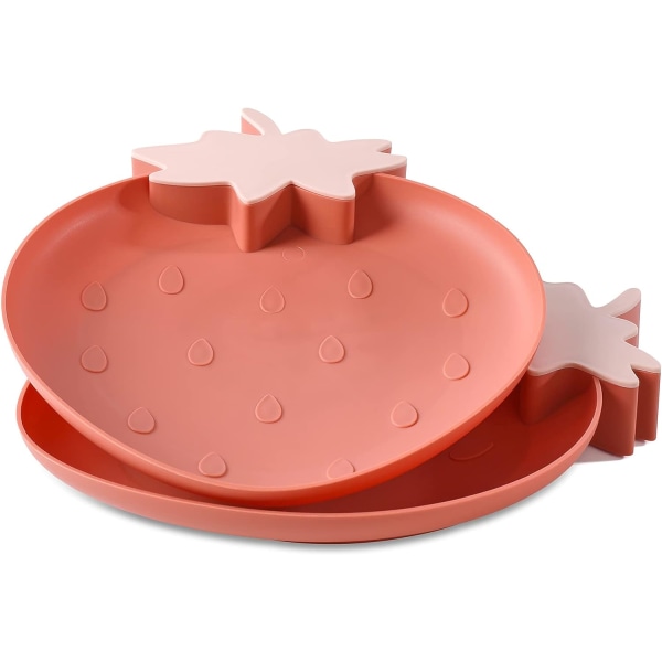 Strawberry Plastic Trays Snack Plates Bowls,2 Pack Plastic Plate