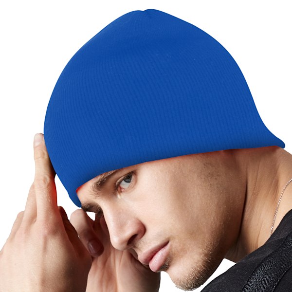 Beechfield enfärgad enkel stickad vintermössa i en storlek, färg Bright Royal One Size Bright Royal
