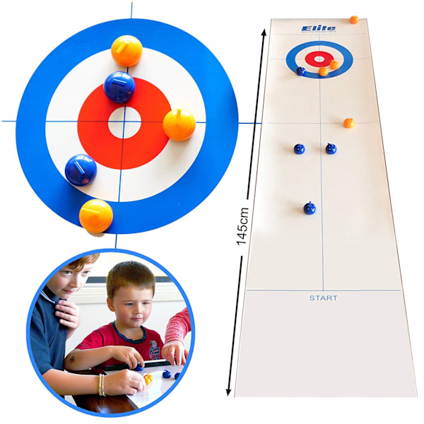 Pöytäcurling-peli ja perhepeli lapsille ja aikuisille