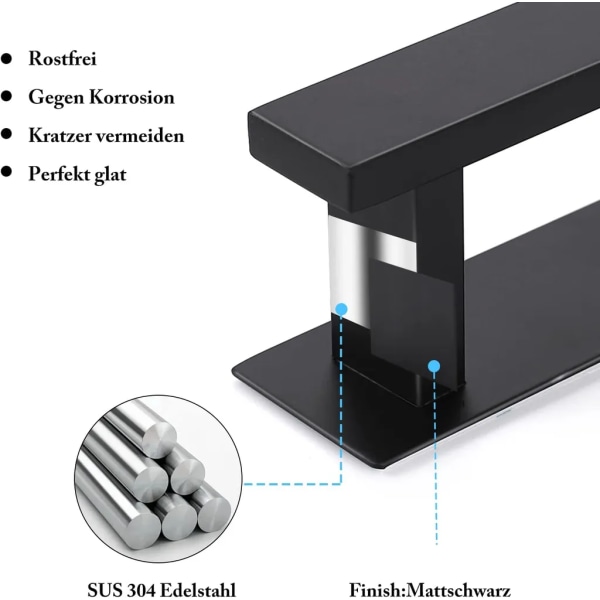 Håndklædeholder uden boring sort håndklædeholder badeværelse gæstehåndklædeholder vægmontering rustfrit stål mat håndklædeholder (41cm)