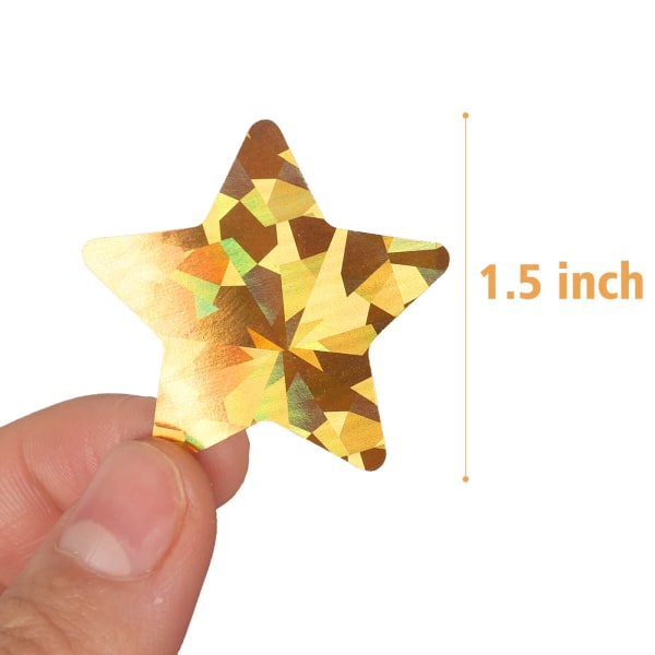 2 pack Large Holographic Gold Star Stickers for Kids Reward