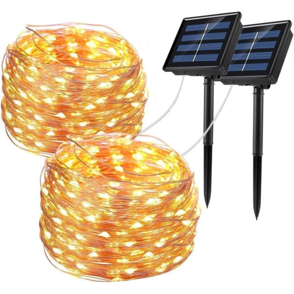Solcelledrevne lysslynger utendørs 100LED, 33Ft vanntett kobbertråd