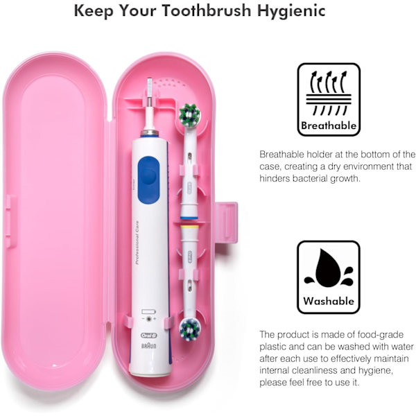 Sähköhammasharjan matkakotelo Oral B:lle ja Philips Sonicarelle Pink