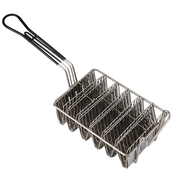 Taco Fritøskorg, Taco Shell Fritös, Rommer 6 Skal Fritös Tacoholder Korg med Grep-håndtak silver