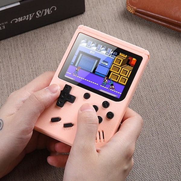 500-in-1 Retro Gameboy -kone Mini käsikonsoli Pelikonsoli Sisäänrakennettu klassiset pelit Lapset Aikuiset Hauska lelulahja vaaleanpunainen pink