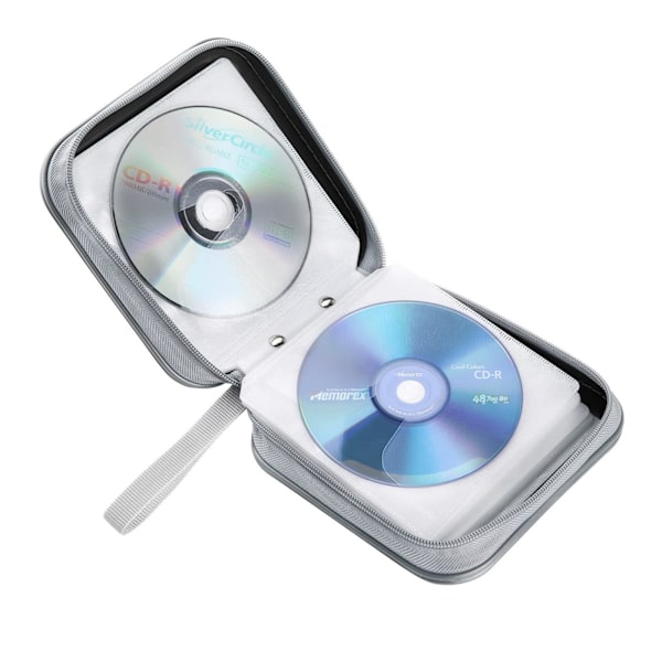 CD-kotelo, 40 kapasiteettia CD/DVD-kotelo lompakko Kova muovi DVD-levyt säilytyskansio autoon kotiin toimistoon matkoille (musta)