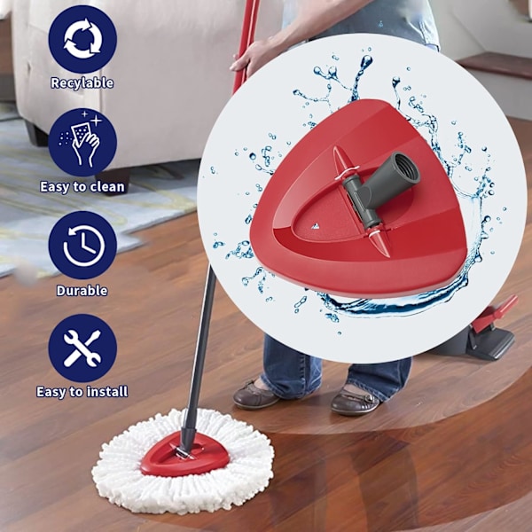 Spinnmopp-ersättningsskiva för Vileda-mopp, triangulär snurrmopphuvudskiva för Vileda EasyWring-mopp - Plastfodralskivfodral Del