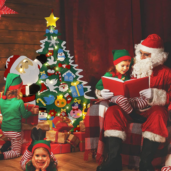 Barnens filtjulgran med ljusslinga: DIY juldekoration