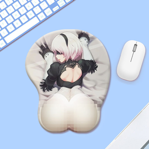 2B PP Anime musemåtte med håndledsstøtte Gaming 3D musemåtte 2Way Skin (2BPP)