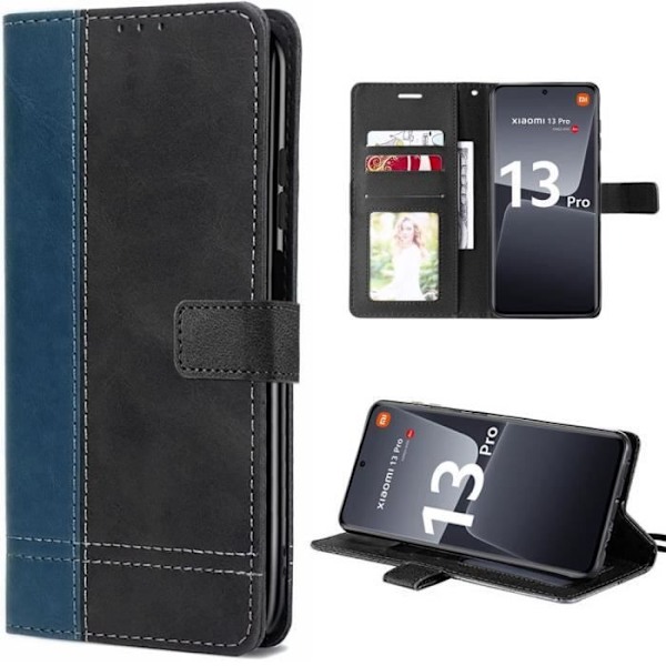 Etui til Xiaomi 13 Pro Anti-Scratch PU Læder Marineblå-Sort Bicolor