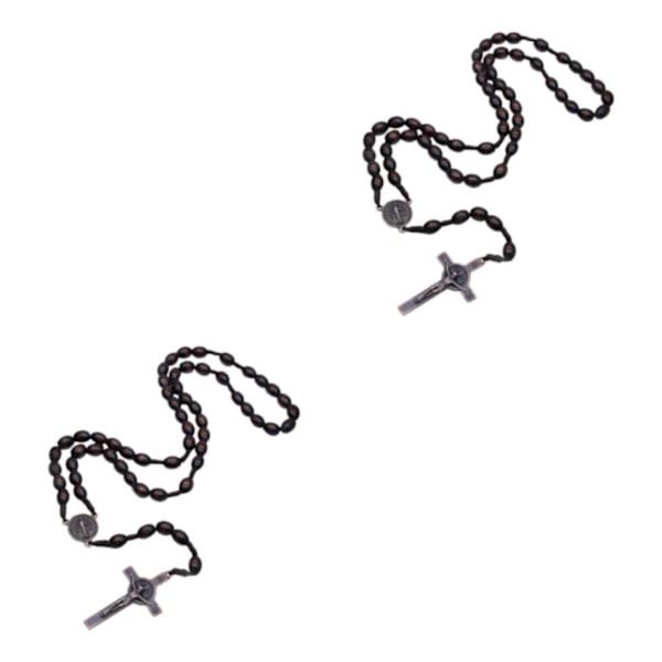 1/2/3/5 Trärosband med korshänge för män kvinnor smycken 2Set