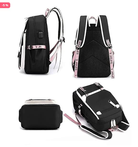 Ny Tecknad USB Laddningsryggsäck Studenter Skolväska För Män Kvinnor Barn-Perfekt-FA- labubu backpack 2