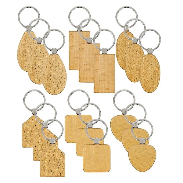 18 kpl tyhjiä puisia avaimenperiä DIY puinen avaimenperä avainmerkit lahjat