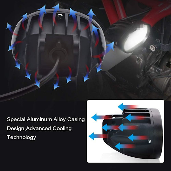 Motorcykel LED-extraljus, 20W runda LED-strålkastare för motorcykel