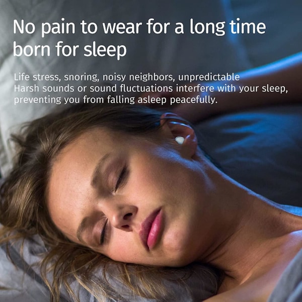 Usynlige soveøreplugger Minst Lett Liten støyreduserende ørepropper for å sove Stille komfortabel Mini Sleepbuds Trådløs Bluetooth 5.2 Hidden Headp White