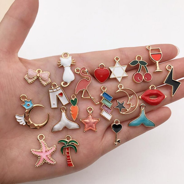 Animal Flower Mixed Emalj Charms Hängen DIY Armband Smycken D: 150Pcs