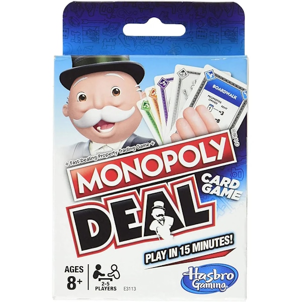 Hasbro Monopol Deal Blå Box Engelsk version Kortspil Familie Sjov Underholdning Brætspil Sjovt Pokerspil Kort Børnelegetøj Light Grey