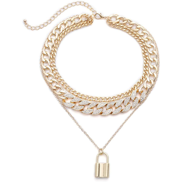 Rhinestone Curb Cuban Link Chain Choker for Women Unisex Cool