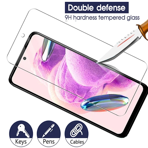 6-i-1 Härdat glas för Xiaomi Redmi Note 12S Genomskinligt skärmskydd Kameralinsskyddsfilm
