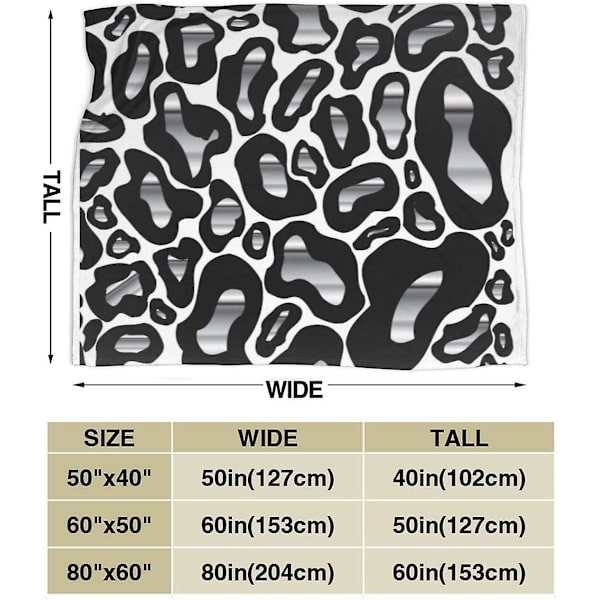 Krom og svart leopardgepard Dyrekastfilt Myk flanellfleece Varm teppe for sofa, seng, sofa, stol, kontor, reiser, camping-r 50x40in 125x100cm
