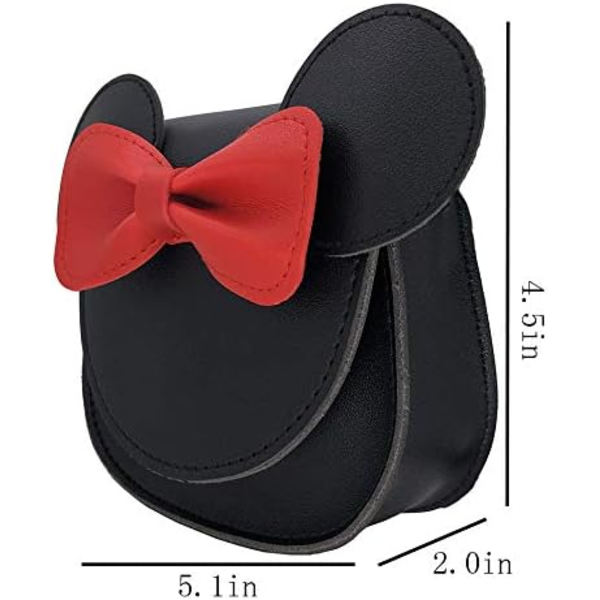 Liten flicka småbarn mini crossbody axelväska myntväska med söt musöron rosett