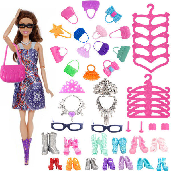 42-delat set Barbie Kläder Skor Glasögon Blanka leksaker