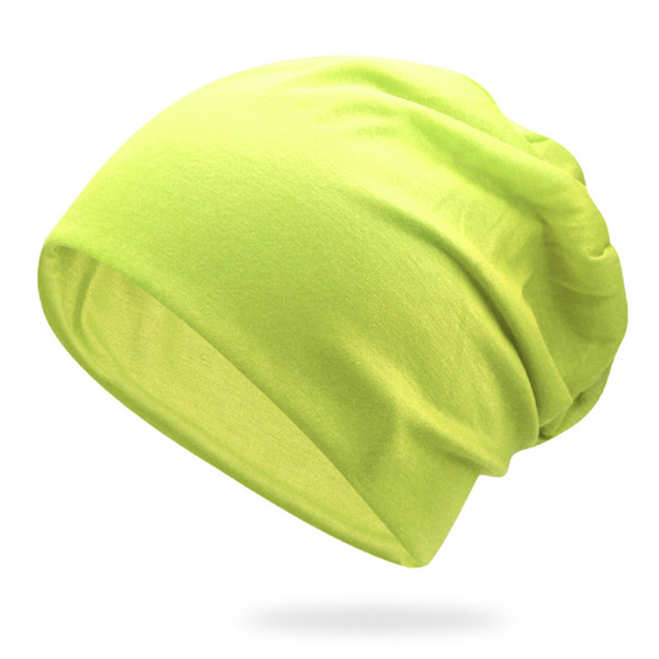 Kvinde Mænd Smart Hue Tynd Hip-hop Blød Stræk Slouchy Skull Cap N fluorescence yellow