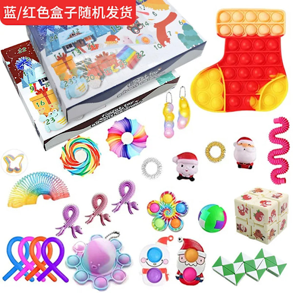 24 dagar/ set Fidget Toys Jul Adventskalenderpaket Anti Stress Toy Kit Stress Relief Figet Toy Blind Box Barn Julklapp