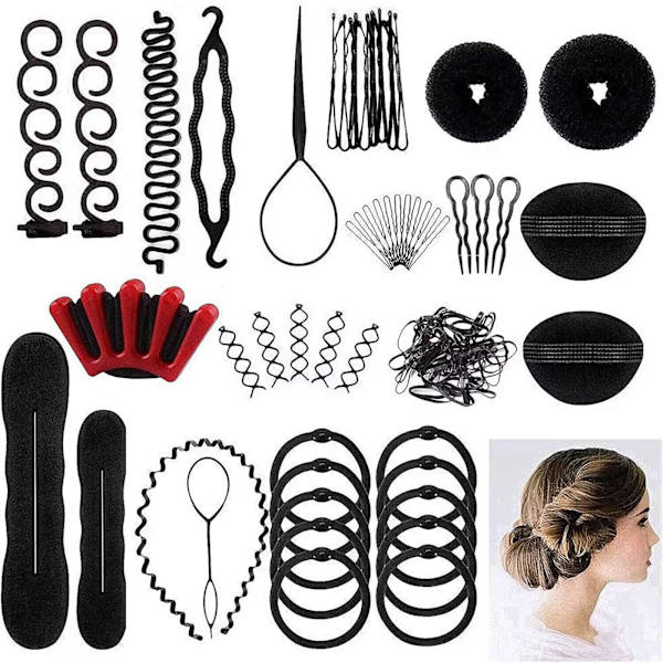 25 sorters hårstylingset - Trendig hårdesign stylingverktyg - DIY hårtillbehör - Accessoarer för hårmodellering verktygsset