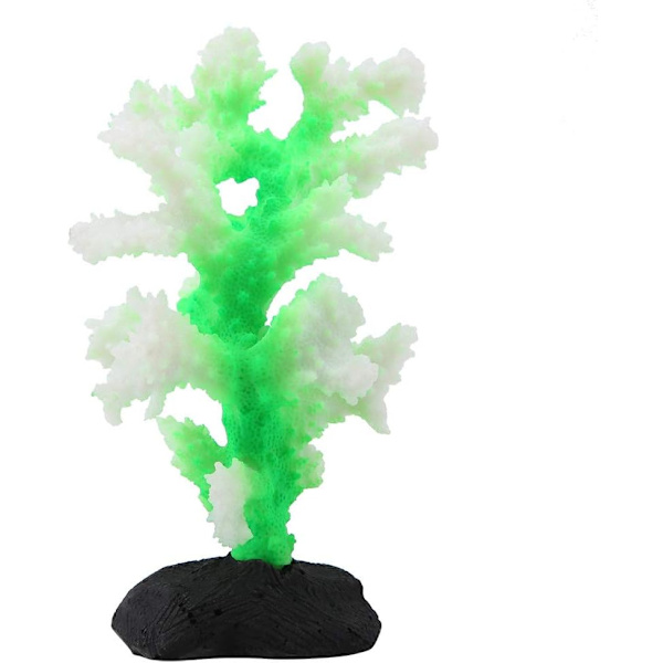 Realistisk kunstig koral akvarium, ornament dekoration (grøn)