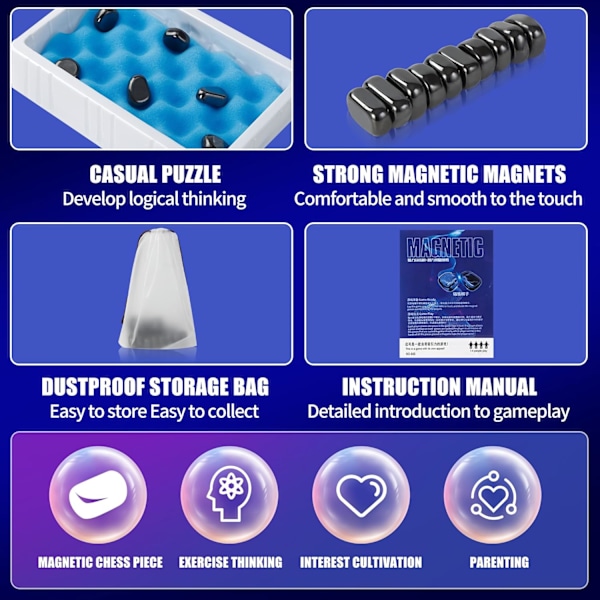 Magneettinen Shakkipelit - Magneettinen Lautapeli - Hauska Magneettinen Lautapeli - Puzzle Strategiapeli - Joululahja Lapsille