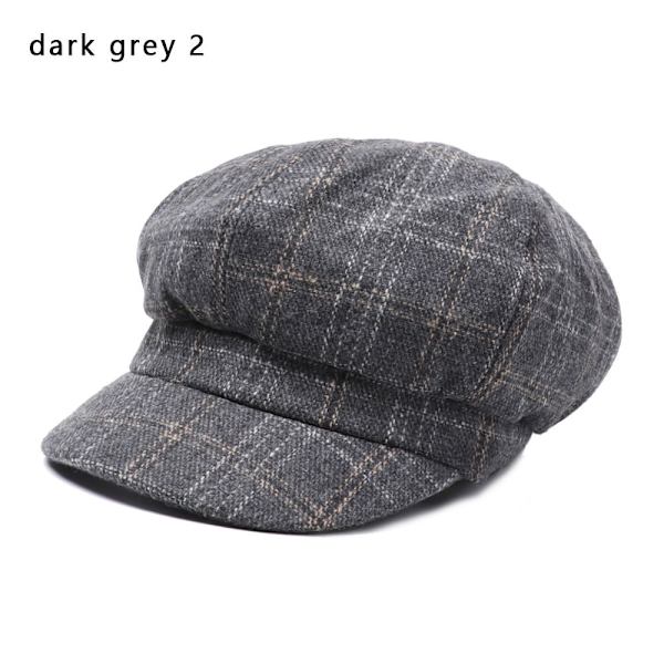 Åttakantiga kepsar Målare Newsboy kepsar Dam Basker MÖRKGRÅ dark grey 2