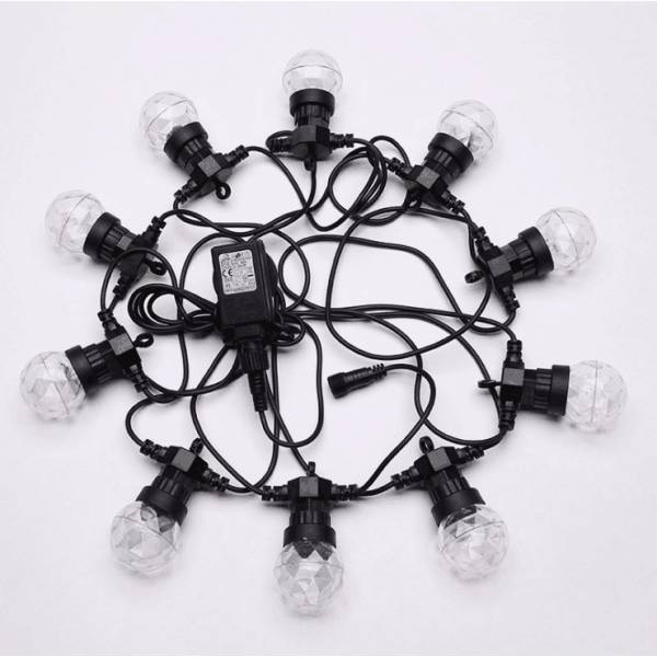 G50 varmt lys + gennemsigtig skal, 5 meter 10 lampe (24V lav volt