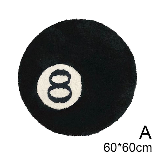 S-JIANG Simuleret Billard 8 Ball Matta Rund Tufting Bløde Stole blackA 60*60cm