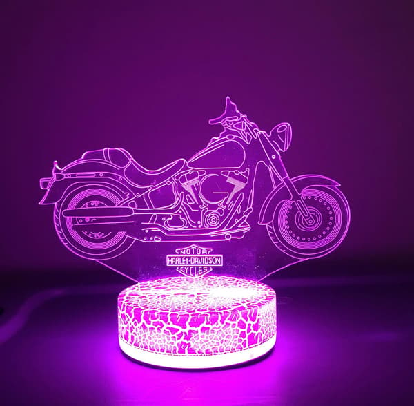 Harley Davidson Motorcykel Lampe Natlys Gaver 3D 7 Farve-FA-