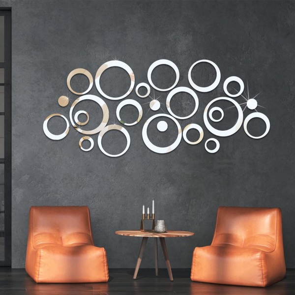 3D Crystal Circles Wall Stickers, Acrylic Mirror Room Wall