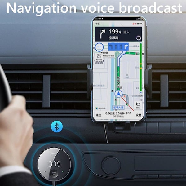 Bluetooth 5.0 Auton FM-lähetin LED-näyttö Bluetooth-sovitin Langaton äänen vastaanotin TF-kortti Musiikki Auto MP3-soitin (FMY)