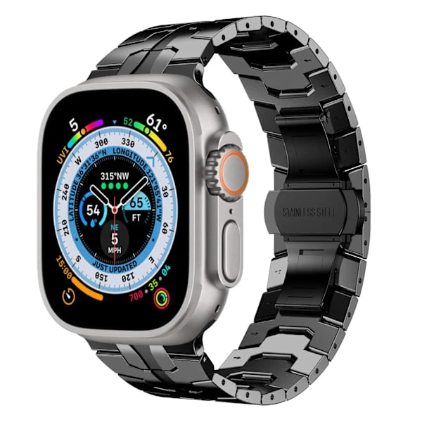 Lyxarmband för Apple Watch - Band 45mm 44mm 49mm 42mm 41mm 40mm 38mm Metall Rostfritt Stål Armband iWatch Series 7 8 SE 3 Ultra Svart Guld 38mm 40mm 41mm black gold