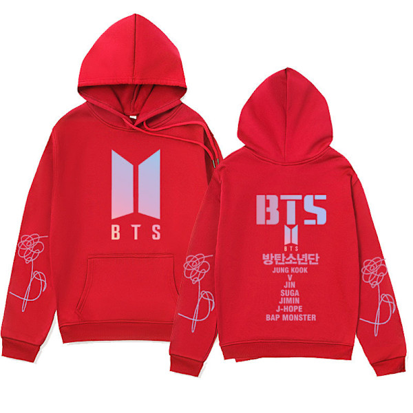 BTS Unisex Huppari Casual Huppari Cosplay Takki Toppi Punainen Red XXL