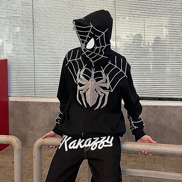 Spiderman hettejakke for menn Trykt hettejakke Streetwear CMK Hvit White S