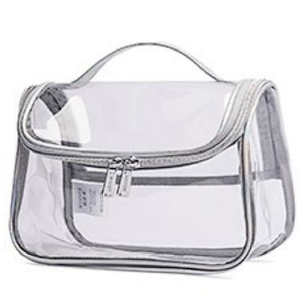 Trendig transparent kosmetikväska för dam Colorful silver