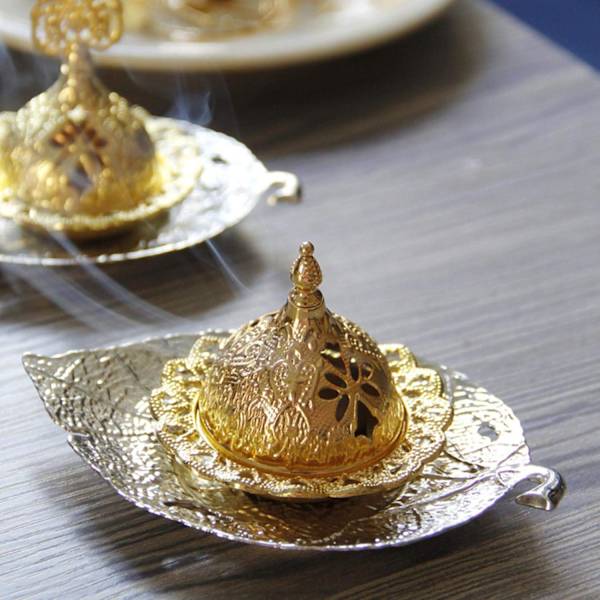 Røgelsesbrænder til meditationsrum, kontor, Ramadan, arabisk klassisk stil, kulrøgelsesbrænder silver